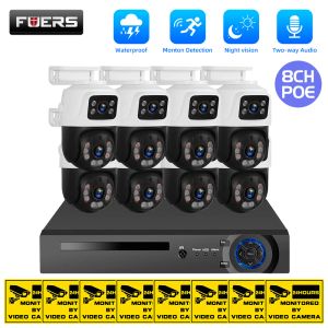 System FUERS 8CH Poe 6MP Camera System Video Surveillance Kit Security Camera Ptz Camera Outdoor Camera Two Way Audio Full Color Night