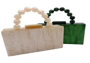 Жемчужно зеленое обнаженное цвет акриловое сцепление дневное дневное коробка сумки для женщин с бусин