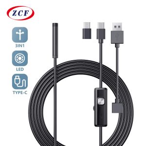 Lens 5.5mm 7mm Endoskop Kamera 3in1 Typec Micro USB Mini Lens Boru Teftiş Borescope 6LEDS IP67 Android Telefonlar İçin Su Geçirmez PC