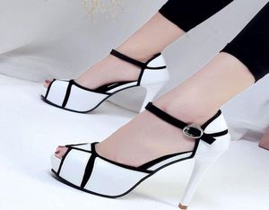 Hot Sale-High Heels Platform Sandal Kolor czarny biały sandale patchworkowy NOWOŚĆ seksowna burzywa dla kobiet sukienki imprezowe 8755832