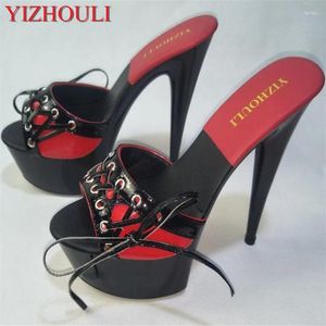 Dance Shoes For Women 6 Inch High Heel Heels Fashion Strappy Platform Black Women's Sexy 15cm