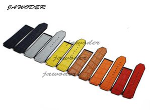 Jawoder Watch Band 2619mm 남자 여자 검은 고무 스티치 옐로우 브라운 가죽 스포츠 시계 스트랩 허브 빅뱅 Buble3192664