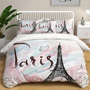 Bettwäsche Sets Eiffelturm Bettdecke Cover Set Romantic Paris French Style Home Decor Cityscape Quilt King für Mädchen Jungen