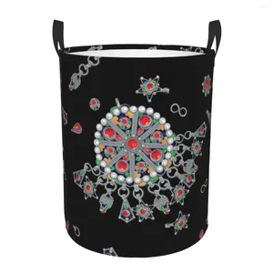 Laundry Bags Kabyle Jewelry Basket Collapsible Amazigh Africa Ethnic Style Clothes Toy Hamper Storage Bin For Kids Nursery