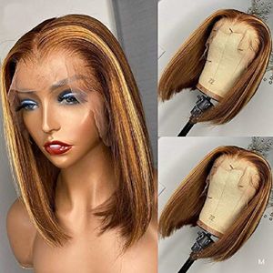 2024 High Quality Center Parting Short Wigs Hot Sale Brown Straight Hair Wholesale Europe America Fashion Permed Dyed Rose Net Brown Long Straight Wig