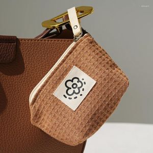 Bolsas de cosméticos pequenos saco de maquiagem de cor de café feminino carregando bolsa de moedas de bolsa de batom de batom de bato