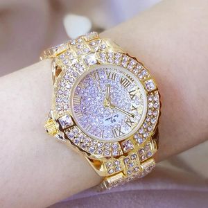 腕時計BS 2024ダイヤモンド時計女性ステンレス鋼ゴールデン女性リストウォッチゴールドレロジオフェミニノ