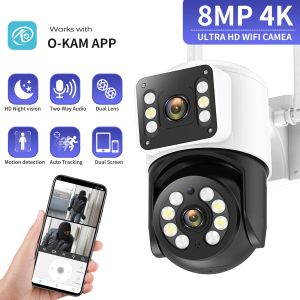 Kameralar 8MP PTZ 5G WiFi IP Kamera 4K Çift Lens İnsan Algılama Otomatik İzleme Gözetim Kameraları Açık su geçirmez gece görüşü CCTV Otomatik