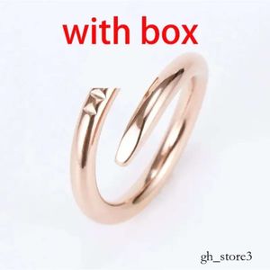 Card Ring Nail Ring with Box Classic Luxury Designer Jewelry Mens and Women Titanium Steel Gold-plated Gold Silver Rose Never Fade Lovers Couple Rings Gift 291