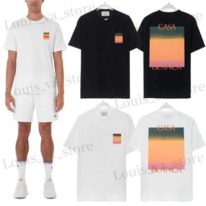 Erkek Tişörtleri Yaz Yeni Fas tarzı tenis kızları Baskı T-shirt Erkekler ve Erkekler İçin Uygun Strt Sıradan Kısa Kısa Tutulmuş T-Shirt T240408