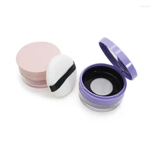 Förvaringsflaskor 20g bärbar plastpuffbox tom lös pulverpanna med sikt spegel sked kosmetisk sifter burk resor makeup container