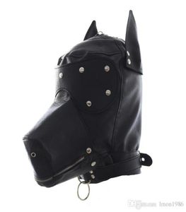 Maskerade masker läder gimp hund valp huva full mask mun gag kostym fest mask med dragkedja muzzel8662449