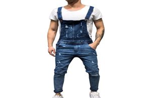 Monerffi New Fashion Men039s Ripped Jeans Jumpsuit High Street Rua Denim Macicultor Denim Para Man Suspender Pants Plus Tamanhos2613734