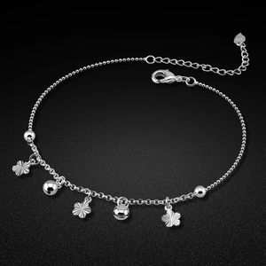 Fashion Flower Bells Anklets Female Barefoot Sandals 925 Sterling Silver Leg Anklet On Foot Ankle Bracelets For Women Beach 240408