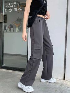 Frauen Jeans JMPRS BF Women Cargo Hosen hohe Taille Strtwear Korean Weitbein Hosen Y2K Alle Match 90er Dent Hosen Y240408