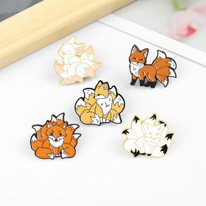 Pins per smalto per volpe a nove code personalizzate kawaii simpatiche spille animali badge bavaglio borse divertimento giunti di gioielli per bambini amici per bambini amici