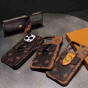 Cell Phone Cases Designer LU Brown Flower Card Crossbody for iPhone 14 13 12 11 Pro max 14pro 13pro X Xs Xr Leather Wallet Case Cover CYG239096-3 Q240408