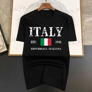 Herren-T-Shirts Brief Italien Herren Hip Hop T-Shirts 2023 Neuer Sommer Lustige mehrfarbige gedruckte Baumwolle atmungsaktive Ts Tops Man Fashion T-Shirt T240408