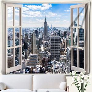 Tapisserier Wall Art Tapestry Interior America in the Window Decor för rumsdekoration Bakgrundsbilder Årets estetiska hem Y2K