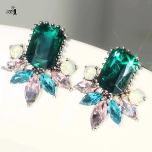 Dangle Earrings Summer YaYi Jewelry White Green Glass Rhinestone Crystal Earring Women's Fashion Ancient Silver Color Gem Gift