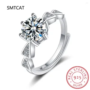 Cluster Rings Real 0.5-3CT Moissanite Wedding Ring For Women Sterling Silver Round Brilliant Diamond Solitaire Engagement Gift