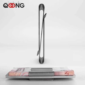 Money Clips QOONG Stainless Steel Slim Double Sided Men Women Money Clip Metal Credit Card Money Holder Bill Steel Clip Clamp ML1-006 240408