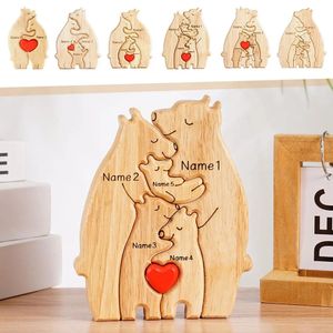 Personalisierter Name Puzzle Customized niedliches Bären Holzspielzeug für Home Ornament Creative Art Geschenke Baby Boy Girl 240401