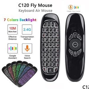 Klawiatury C120 Air Mouse 2.4G RF Smart Pilot Control 7 Kolor Podświetlenie English Bezprzewodowa klawiatura dla Android TV Dostawa dostawa Com Otzjt