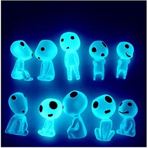 Sets 10pcs Luminous Tree Elf Bar Spirit Princess Mononoke Micro Landscape Figure Ornament Glowing Miniature Gardening Potted Garden Curtain