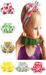 Summer New fruit series children039s DIY elastic bow hair band Watermelon baby head lead rope4697684