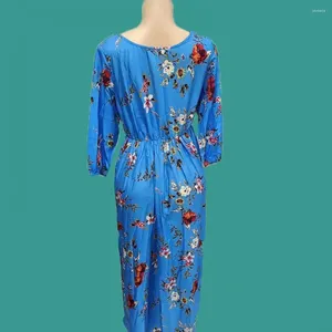 Casual Dresses Temperament Dress Elegant Floral Print Maxi For Women A-line Big High midje kväll med hälften