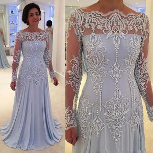 Dresses In Stock Mother Bride Dress Plus Size The Bride ALine Long Sleeves Chiffon Lace Beaded Groom Dresses For Weddings