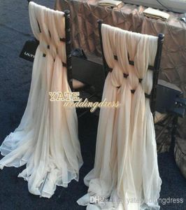 Underbara Chiffon Ruffles Chair Sash 60 Piecesset 2014 Bröllopsdekorationer Anniversary Party Banquet Accessory in stock5980604