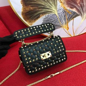 Shoulder Bags Womens Handbag Luxury Design Purse Single Diagonal Portable Mini Sheep Leather Rivet