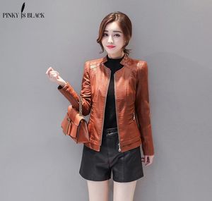 PinkyisBlack Plus Size S4XL Fashion Fashion Winter Women Leather Coat Memale Short Motorcycle Leather Jacket Women039s Outerwea8635837