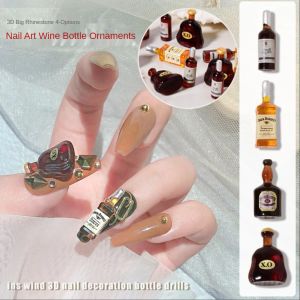 アイライナー卸売100pcsネイルアートデザインワインボトル3Dラインストーン爪のためのラインストーン、樹脂チャームマニキュア装飾品用品