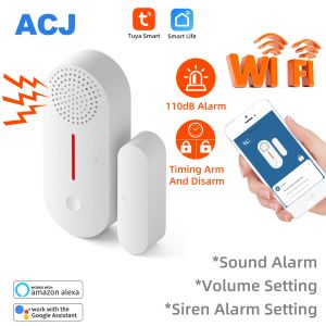 Detector Tuya Smart WiFi Door Sensor Aberto / Fechar Detector Notificação de App Bateria Suporte operado pelo Alexa Google Home No Need Hub