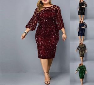 Plus Size Clothing For Women Midi Dress Mother Bride Groom Outfit Elegant Sequins Wedding Cocktail Party Summer 5XL 6XL 2204217387101