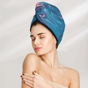 Handduk Blue Pink Marble Hair Bath Head Turban Wrap Quick Dry for Torking Women Girls Badrum