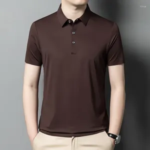 Polos maschile 2024 Summer Men Mulberry Seamless Shirt Short Short Manleeve Man No-Trace Polo