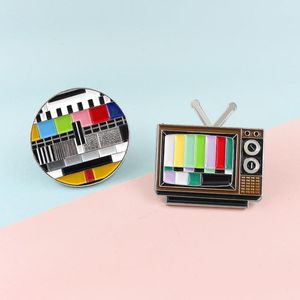 ヴィンテージテレビピン80年代のラペルピンのシグナルなし虹色のブローチカスタムファッションジュエリーバッジ記憶ギフト