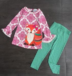 Abiti di Halloween NUOVA 28T Girl Re Brand Cute Fox Cartoon Blouse e Green Pants 2 pezzi Suit6730075