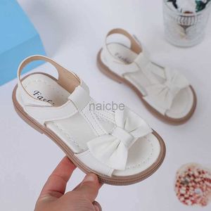 Slipper Kinder Mode Girls Sandalen 2023 Neue Bogen vielseitige Offene atemable einfache Plattform Casual Schuhe Hakenschleife Prinzessin Schuhe 2448