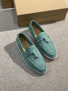 Loro piano designer casual skor män kvinnor klädskor loafers metall lås dekorera rund tå platt mulor lyxig mocka moccasin run sko låga topp sneakers läderskor