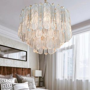 Kronleuchter postmoderne Luxuskristallschlafzimmer -Anhängerlampe Designer luxuriöser und atmosphärisches Wohnzimmer Glas Innenbeleuchtung