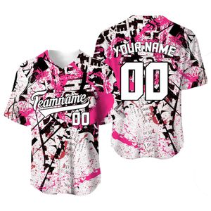Herren Polos Custom Name/Team Baseball Trikot Männer Blücken Design Bluse Graffiti Weiß schwarz rosa Outfit Baseball -Shirt Streetwear Tshirt