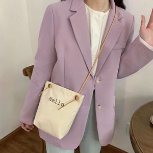 Bolsas de ombro feminino crossbody Ins moda Hello Letter Print Canvas Messenger for Women Casual Simples Solid Color Square Mini Bag