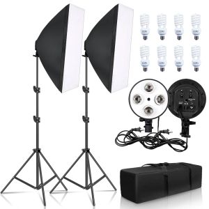Bags Sh Photography Softbox Lighting Kit Four Lamp Softbox Kit 50x70cm Soft Box Equipment E27 Base for Photo Studio Kit Shooting