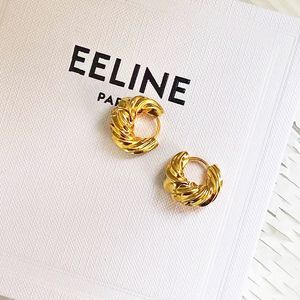 three-in-one designer earrings luxury Designer Earrings Sterling Silver Hoop Stud 18k gold Brushed Gold Color Circle Earring For Women Party Weddings Jewelry