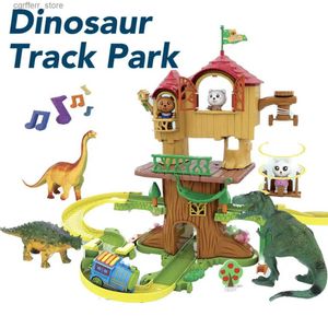 Baby Bath Toys Dinosaur Animal Track Park Toys for Kids Baby Electric Rail Car Game Race-flexible Track com Music Halloween L48